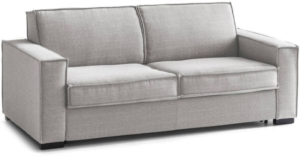 Dmora 3-Sitzer Schlafsofa Adalberto, Wohnzimmersofa mit drehbarer Öffnung, gepolsterter Stoff, schmale Armlehnen, 100 % Made in Italy, 200 x 95 x 90 cm, Grau