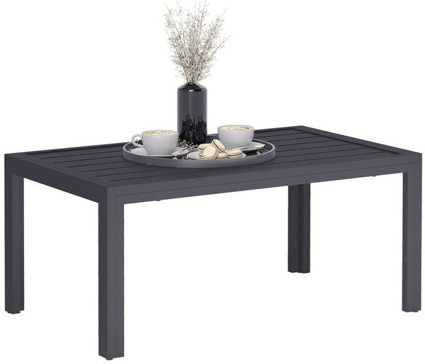 Outsunny Beistelltisch aus Stahl (Kaffeetisch, 1-St, Balkontisch), für Veranda Wohnzimmer, 101,5x61x46 cm Grau