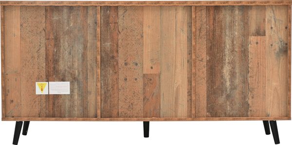 Sideboard 140x35x70 cm, Retro-Design, 3 Schubladen + 2 Schränke mit verstellbaren Einlegeböden Bild 9