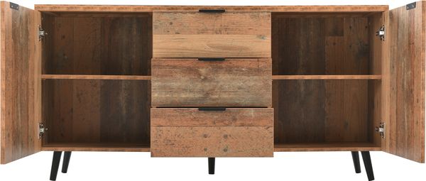 Sideboard 140x35x70 cm, Retro-Design, 3 Schubladen + 2 Schränke mit verstellbaren Einlegeböden Bild 10
