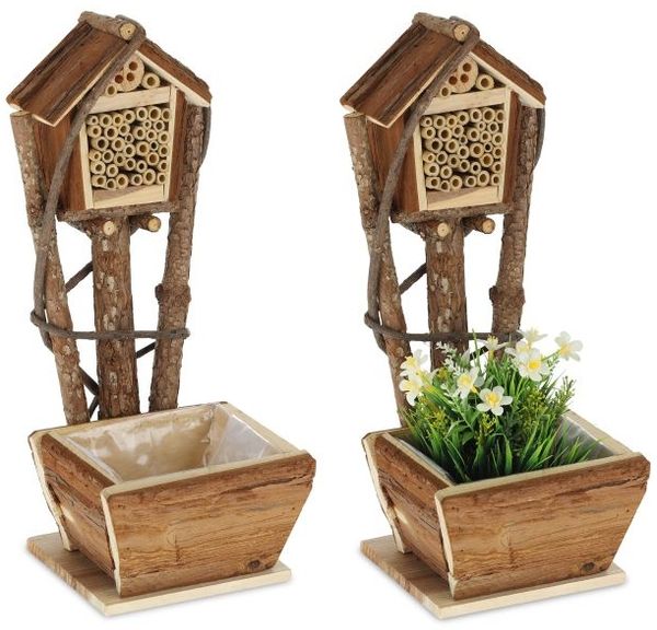 Bienenhotel mit Blumentopf 2er Set 10037622