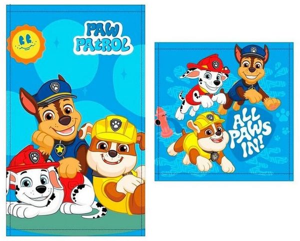 Paw Patrol Handtuch Set für Kinder Badetuch + Gesichtshandtuch mit saugfähiger Stoff