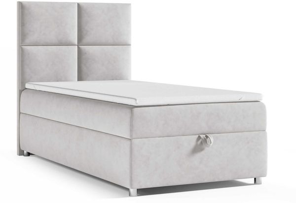Best for Home Boxspringbett K2 SINGLE mit Bettkasten mit Lieferung, Aufbau & Entsorgung (Silber 80x200)