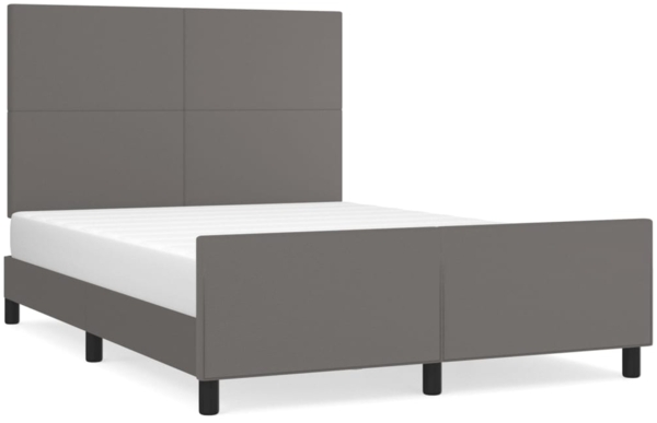 Doppelbett, Polsterbett mit Kopfteil Kunstleder Grau 140x200 cm