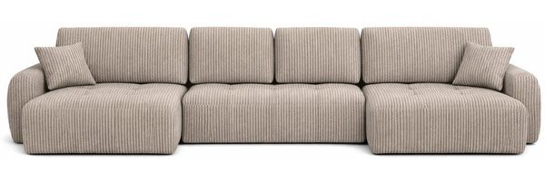 Kaiser Möbel Ecksofa mit Schlaffunktion und Bettkasten, Sofa U-Form, Cordstoff Poso, Ivo U, Strapazierfähiger Cordstoff,Hoher Sitz- und Schlafkomfort