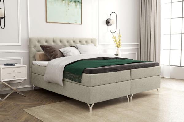 99rooms Scarlett Boxspringbett 180x200 cm Webstoff MALMO_NEW Beige