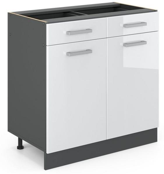 VICCO Küchenschrank R-Line Hängeschrank Unterschrank Küchenzeile Küchenunterschran Anthrazit (Weiß Hochglanz, Schubunterschrank 80cm)