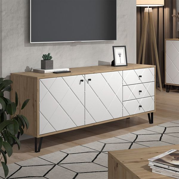 Lowboard Nizza Artisan-Eiche 150.2 x 60.2 cm mit 3 Schubladen & 2 Türen Vicco
