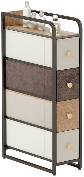 HOMCOM Kommode (Schrank mit 4 Schubladen, 1 St, Aufbewahrungsschrank), Schmal für Lücken