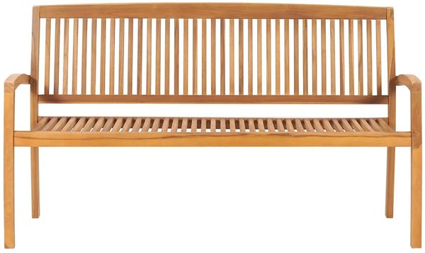 vidaXL Stapelbare Gartenbank mit Auflage 159 cm Massivholz Teak 3063307 Bild 3