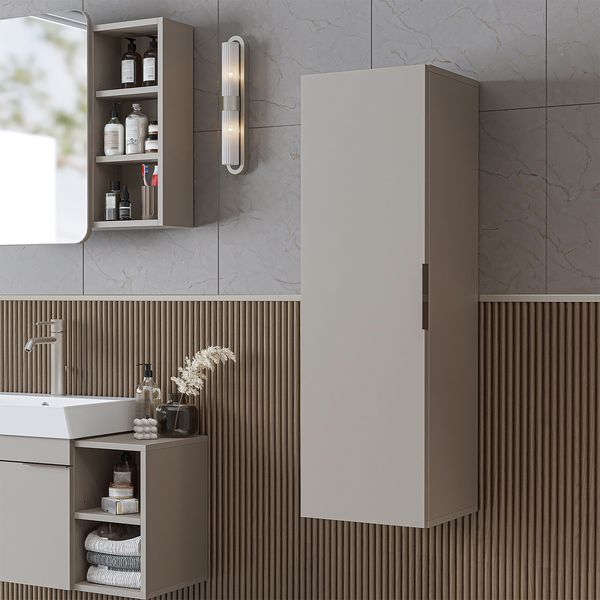 Roomart LYCIA-60 Badmöbel - nur Hochschrank - H 114 x B 32 x T 35 cm • Beige
