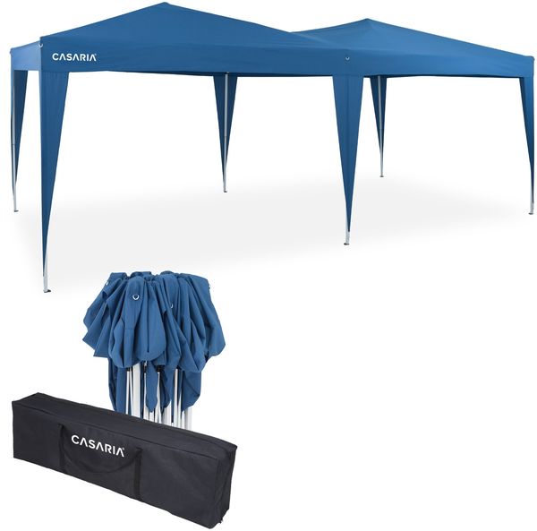CASARIA® 'Capri' Pop-Up Faltpavillon inklusive Tasche, wasserdicht, UV-Schutz 50+, Stahl / Polyester, Blau, 3x6 m