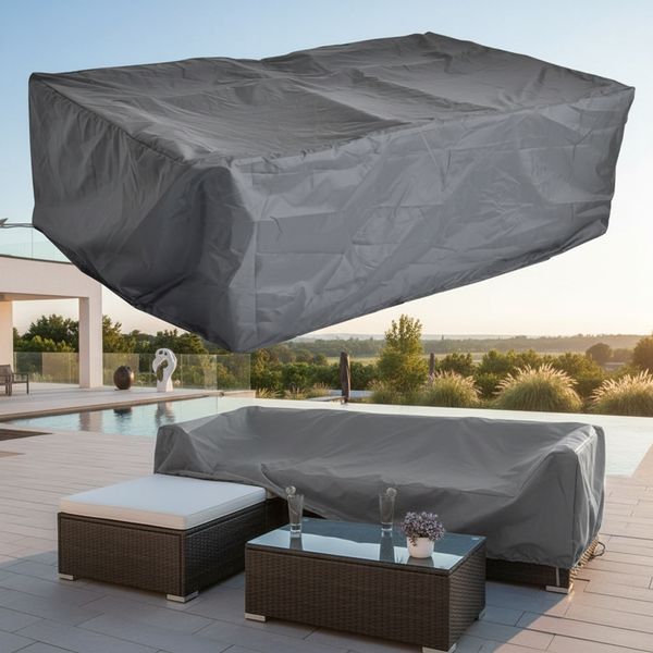 Schutzhülle 227x152x65 Schwarz Gartenmöbel Rattan Abdeckung Plane Haube Wetter