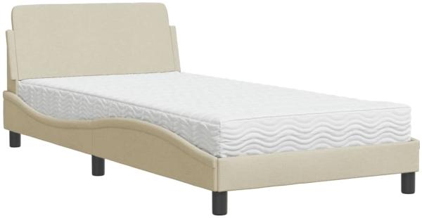 vidaXL Bett mit Matratze "Dover" Creme 100x200 cm Stoff 3208349