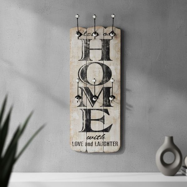 Wandgarderobe 100x40cm Home 6 Kleiderhaken Flurpaneel Holz Dekoration Eingang