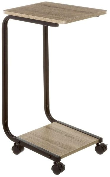 Beistelltisch mit Rollen aus PB und Metall in Natur und Schwarz, 30 x 29 x 119 cm