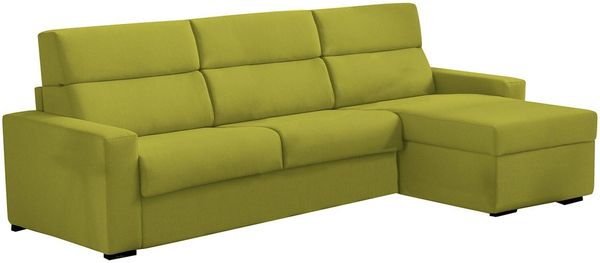 Dmora Sofa mit Halbinsel Vigonovo, Ecksofa für Wohnzimmer, gepolstert, abnehmbarer Bezug, 100 % Made in Italy-Qualität, 280x160 h100 cm, Grün