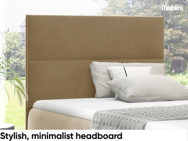 MEBLINI Kinderbett mit Bettkasten MINO 1 100x200 Rechts – H3/Hellbraun Samt Gepolstert Einzelbett mit Matratze - Polsterbett mit Stauraum - Bett mit Kopfteil – Stauraumbett Bild 3