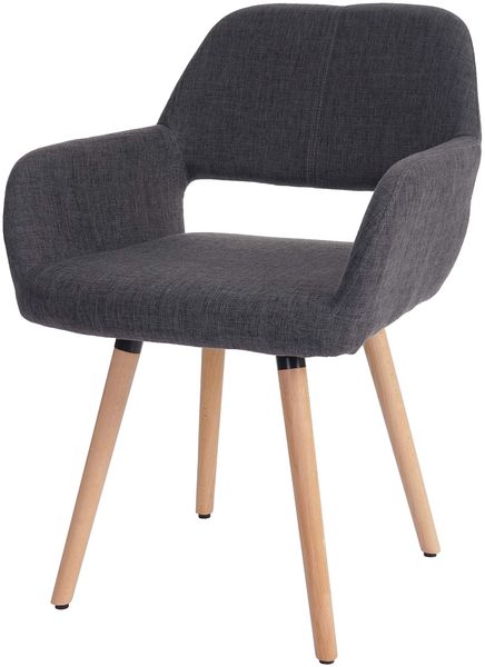 Esszimmerstuhl HWC-A50 II, Stuhl Küchenstuhl, Retro 50er Jahre Design ~ Textil, grau, helle Beine