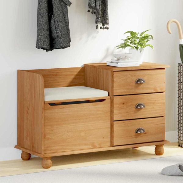 vidaXL Sitzbank mit Stauraum mit Speicher ASKIM Braun 100 x 39 x 62 cm 4105439