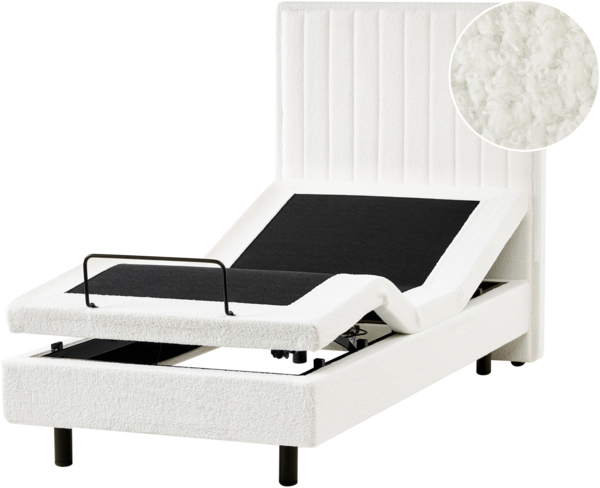 Bett verstellbar Bouclé DUKE II 90 x 200 cm Cremeweiß