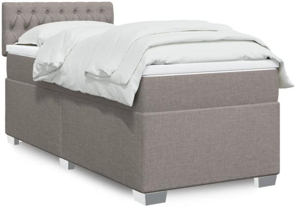 vidaXL Boxspringbett mit Matratze Taupe 90x200 cm Stoff 3288082