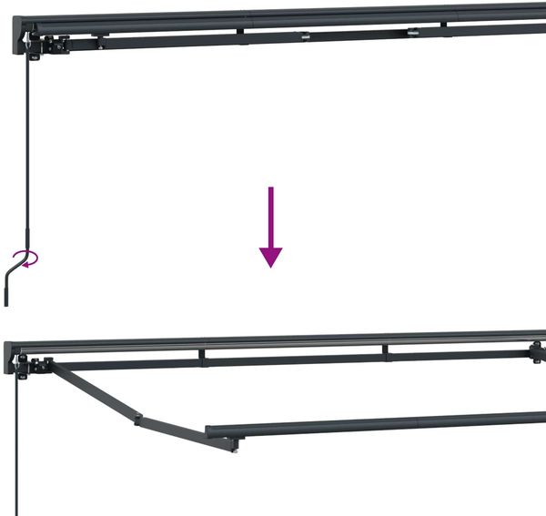 vidaXL Manueller Markisenrahmen mit LEDs Gelb, Weiß, Anthrazit 4 x 2 m 3420783 Bild 11