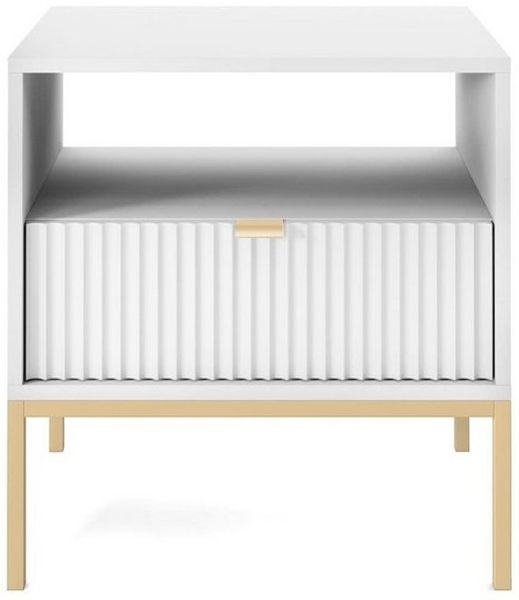 MOEBLO Nachttisch Light S54 (Nachttisch Nachtkommode Nachtschrank Nachtkonsole Beistelltisch Schlafzimmer- gerillte Front), (HxBxT):56 x 54 x 39 cm