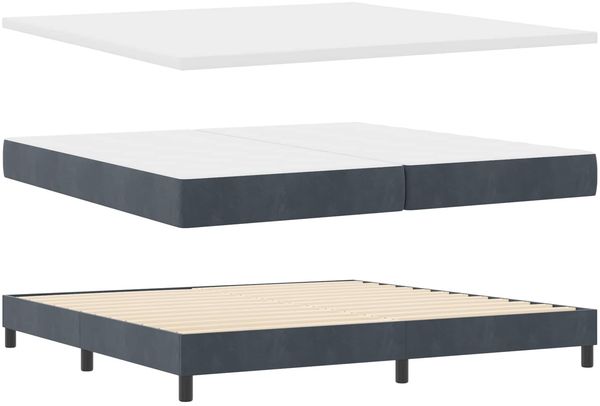 vidaXL Boxspringbett mit Kopfteil Dunkelgrau 200 x 200 cm Samt 3340407 Bild 4
