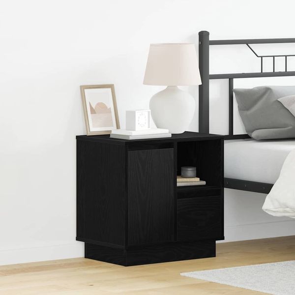 vidaXL Nachttisch Schwarz Eichen-Optik 50 x 34,5 x 50 cm Holzwerkstoff 869580