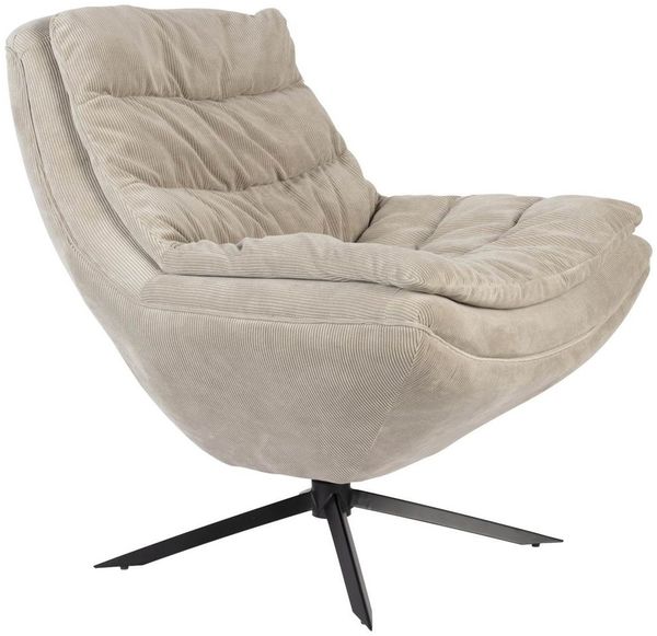 Drehbarer Lounge Sessel VINCE Cordstoff Beige von DutchBone