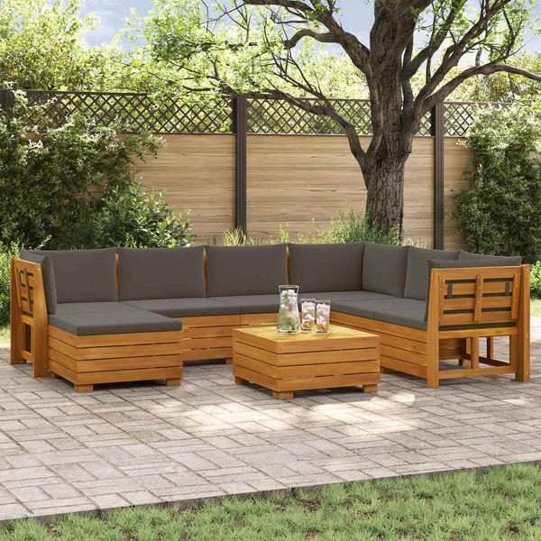 vidaXL Outdoor-Sofagarnitur mit Kissen 8 Stück Braun Massivholz Akazie 3403109