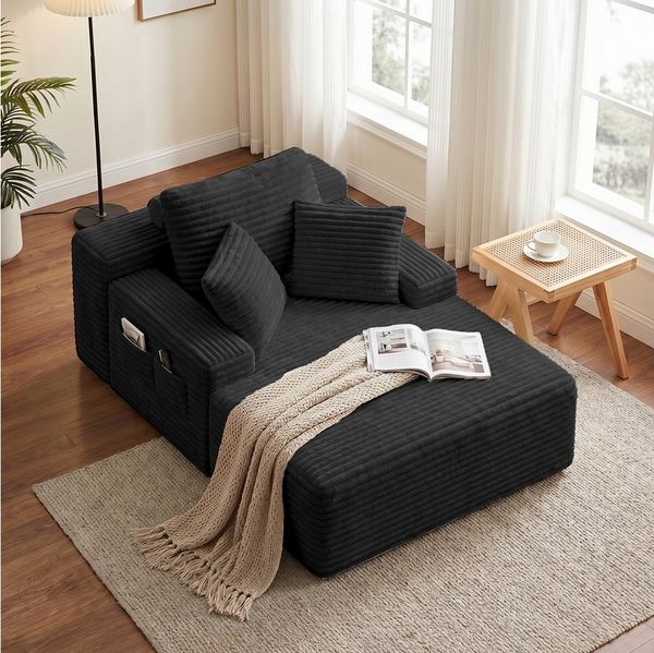 Bealife Schlafsofa Cordstoff Relaxsofa mit 3 Rückenkissen, 102 x 150 x 60 cm, kein Aufbau, sofort nutzbar