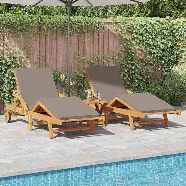 vidaXL Sonnenliege 2 pcs Taupe 200 x 67 x 84 cm Massivholz Akazie 3325179
