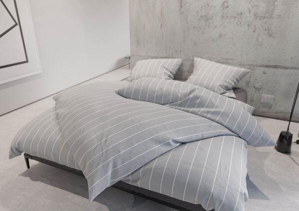 Mako Satin Bettwäsche Urban Stripe grau 155x200 + 80x80