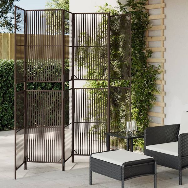 Paravent Raumteiler 6-tlg. Braun Poly Rattan