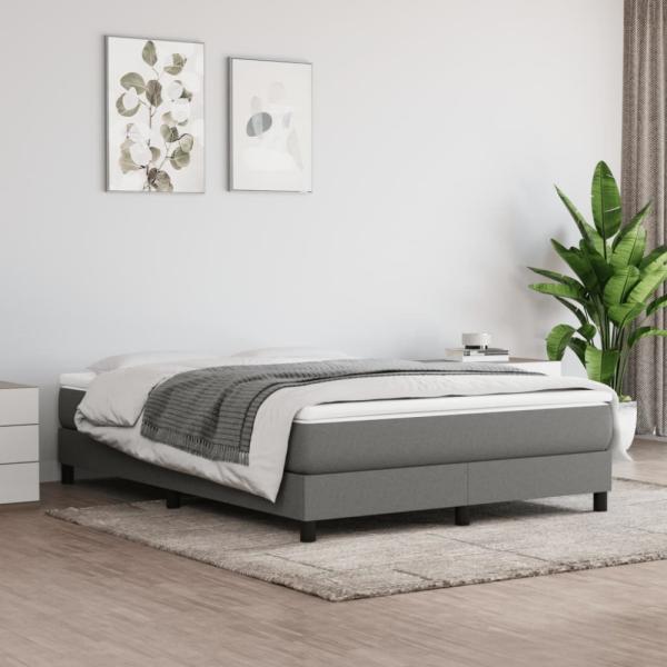 vidaXL Boxspringbett mit Matratze Dunkelgrau 140x200 cm Stoff 3144078