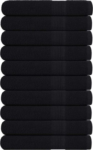 vidaXL Handtücher FROGN 10 Stk. Schwarz 100x200 cm 360 g/m² 136964