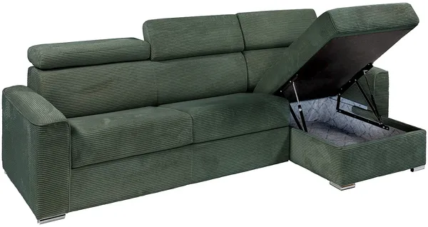 Vente-unique - VIZIR Sofa SamtStoff Grün - B 223 cm152 cm x H 110 cm95 cm x L 302 cm Bild 6