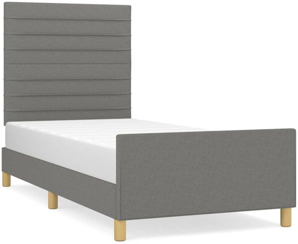 Einzelbettgestell Design für Erwachsene ohne Matratze Dunkelgrau 100x200 cm Stoff d4552e