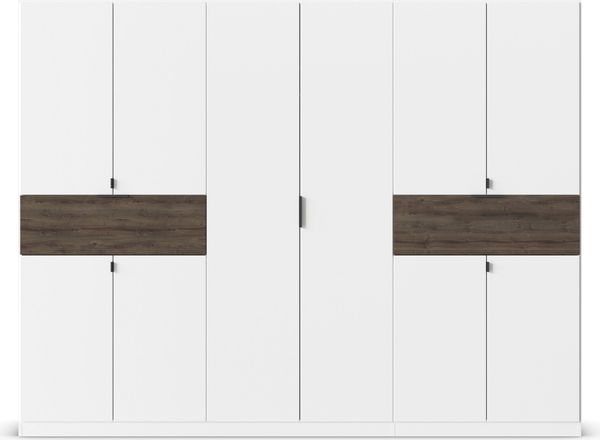 rauch Kleiderschrank, Drehtürenschrank TICAO, 10-türig, 2 Schubkästen, inkl. Türdämpferset, Alpinweiß/Atlantik Oak dunkel, 271 x 210 x 54 cm Bild 2