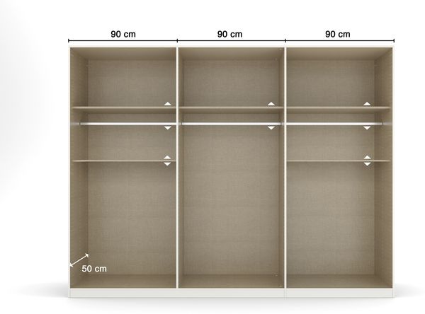 rauch Kleiderschrank, Drehtürenschrank TICAO, 10-türig, 2 Schubkästen, inkl. Türdämpferset, Alpinweiß/Atlantik Oak dunkel, 271 x 210 x 54 cm Bild 6