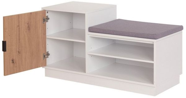 HTI-Living Garderoben-Set Garderobe Dana mit Schuhbank Weiß, (Set, 2-St, 1 Garderobenpaneel mit Spiegel, 1 Schuhbank), Garderobenpaneel Spiegel Schuhregal mit Sitzkissen Bild 3