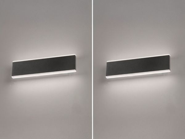 2er SET flache LED Wandlampen Schwarz mit Schalter, Breite 30,5cm