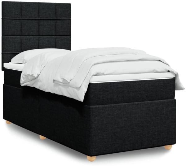 vidaXL Boxspringbett mit Matratze Schwarz 90x200 cm Stoff 3293465