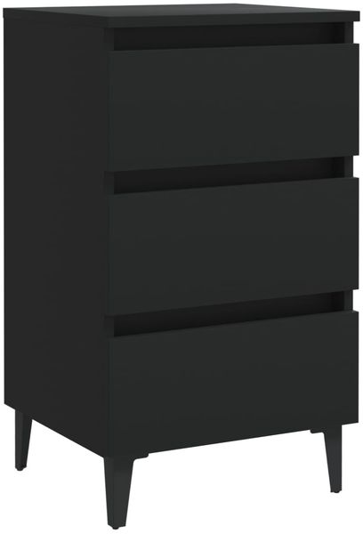 Nachttisch Nachtschrank mit Metallbeinen Schwarz 40x35x69 cm
