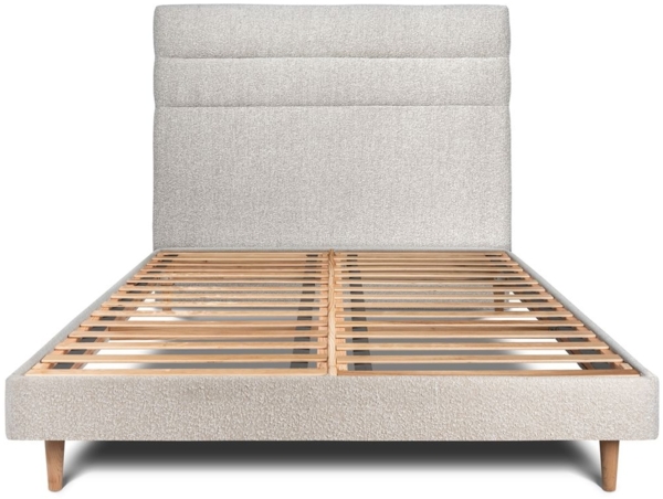 Bett mit gefüttertem Kopfteil – Bouclé-Stoff - 150 x 190 cm