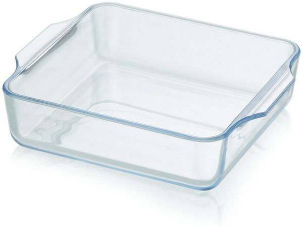 KHG Auflaufform aus Glas 1,5 Liter quadratisch für kalte & warme Speisen, Glas, temperaturbeständig -40 bis 450°C, mikrowellengeeignet