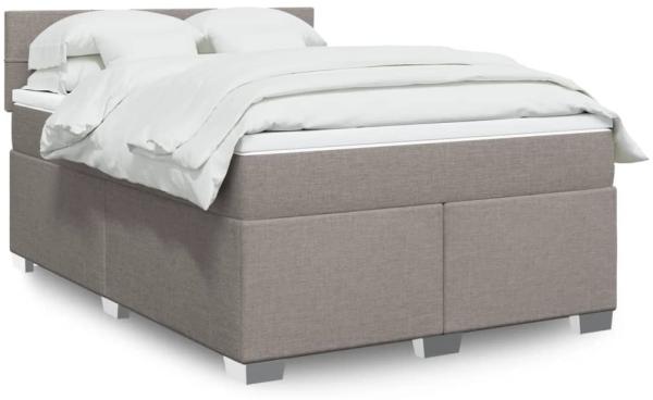 Boxspringbett mit Matratze, Stoff, Viereckige, grauer Fuß, Taupe, 160x200 cm, false