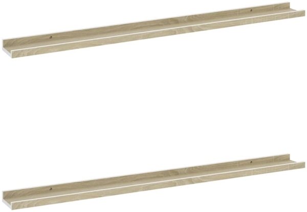 vidaXL Wandregale 2 Stk. Weiß und Sonoma-Eiche 100x9x3 cm 326692